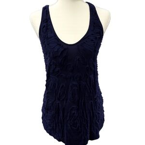 Velvet by Graham & Spencer Silk Appliqué Tank Top Navy Size M
